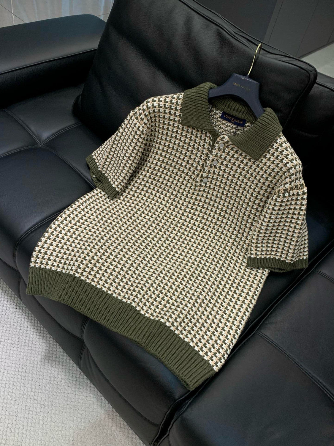 Louis Vuitton Men's Spring/Summer Color-Block Jacquard Knit Lapel Short-Sleeve Polo Shirt Ngvp #2387