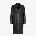 Fendi Men's Fall And Winter Black Long Sheepskin Jacket Fashion Bright Line Retro Single-breasted Luxury Leisure Jacket Coat Ngvp #8948
