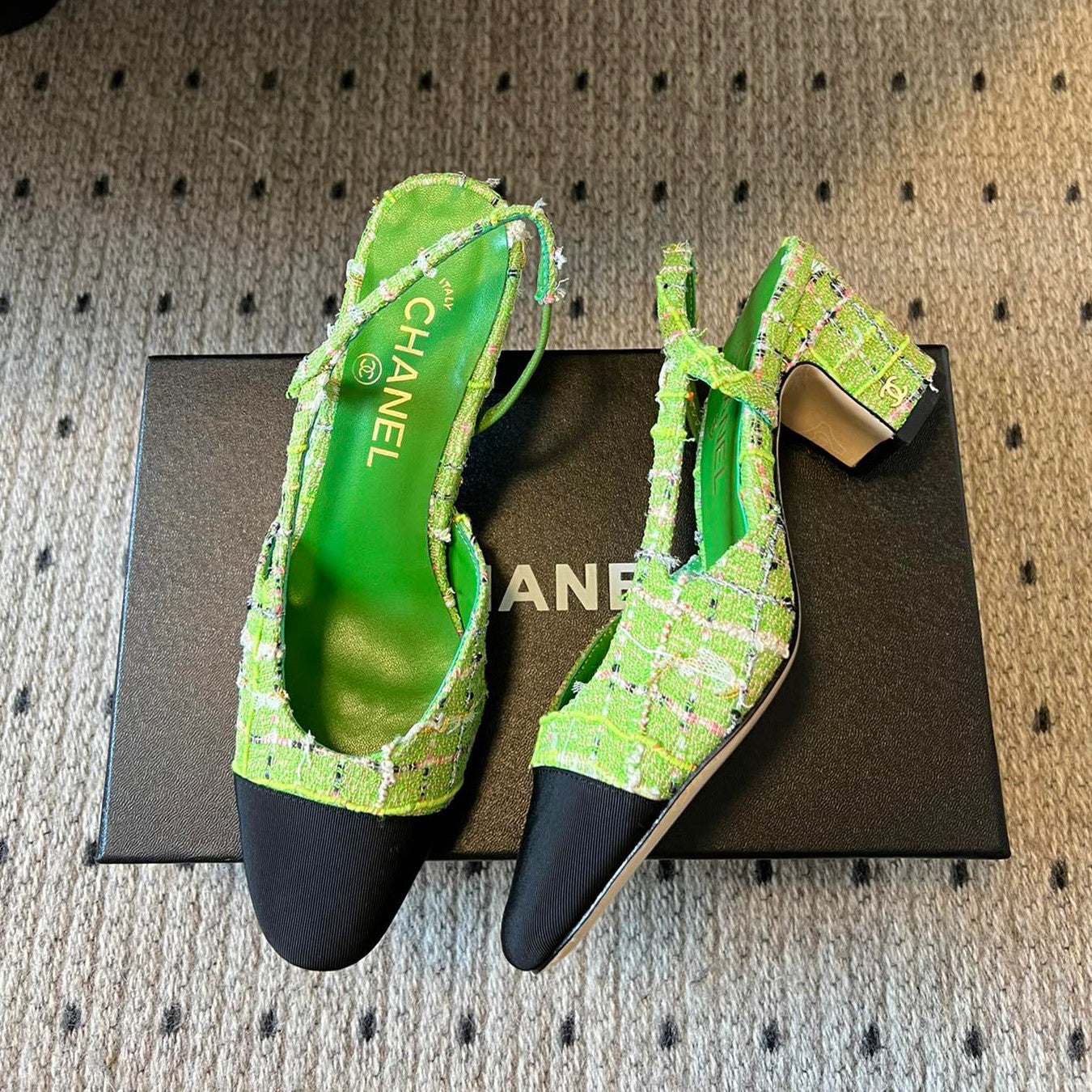 Chanel Women's Spring Summer Solid Colour Tweed Round Toe Ballet Sandal Shoes #76699