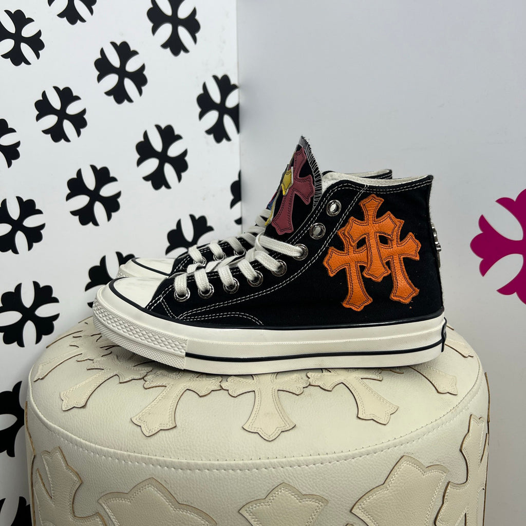 Chrome Hearts x Converse Men's And Women's Spring/fall Fashion Casual Round Toe Lace Up Flat High Top Canvas Sneakers Shoes #79323