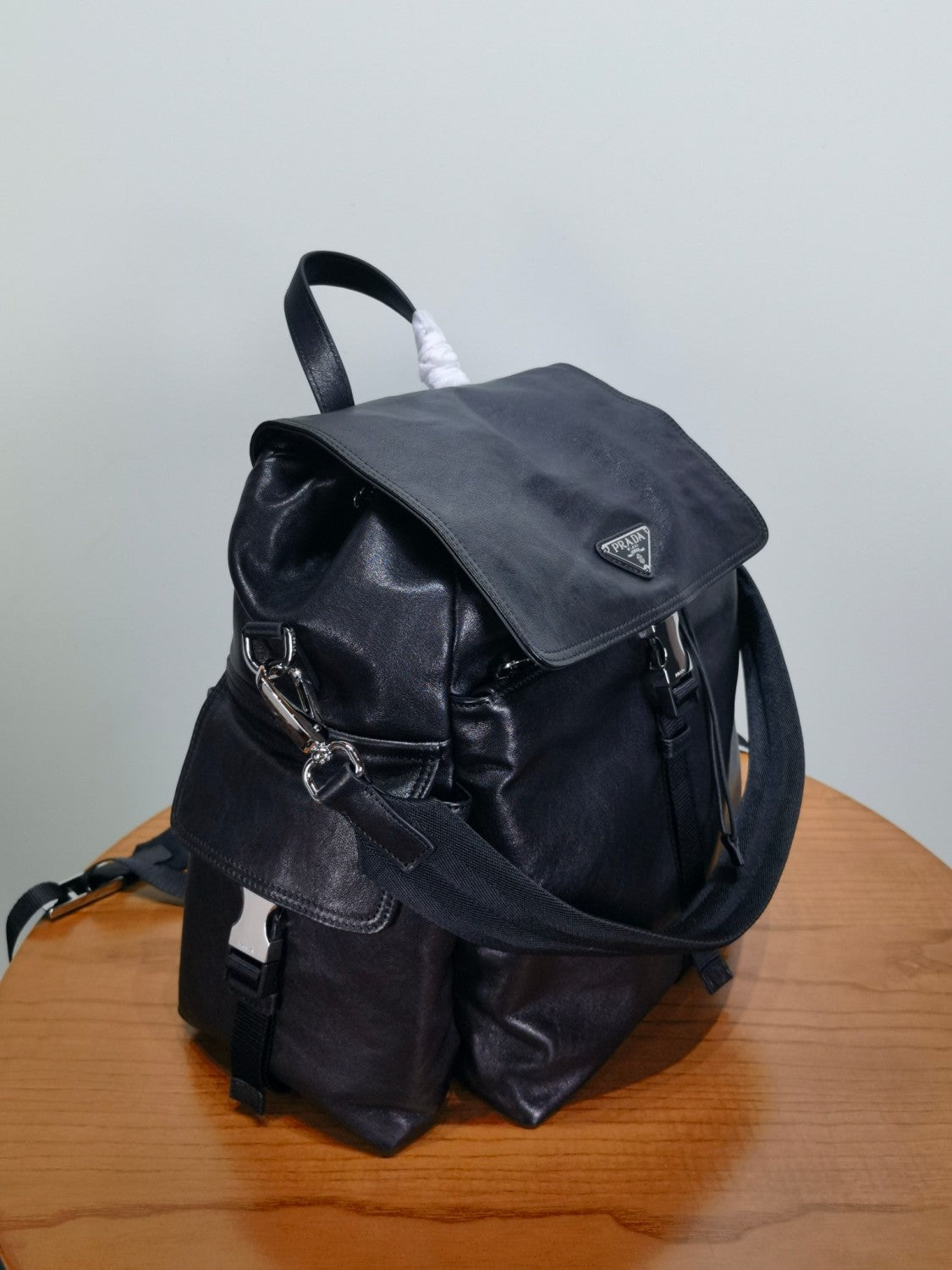 PRADA Black Prada Explore Leather Backpack #379556