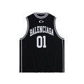 Balenciaga Men's Summer Basketball Series Black and White Jacquard Sports Knit Tank Top Casual Athletic Shorts Set Suit #76417