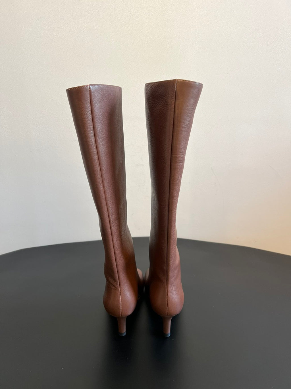 Maison Margiela Women's Fall/Winter Fashion Classic Leather Square-Toe Sleeve Heeled Long Leather Horseshoe Boots High Boots Shoes#79315