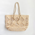 Chanel Women's CoCo Beach Collection Woven Shopper Solid Color Gold Buckle Logo Checkered Casual Tote Bag Bags AS4576-B15546-NW424 #81292