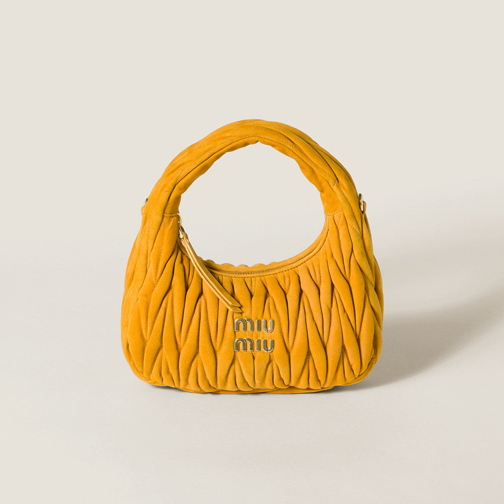 MiuMiu Wander Matelassé Suede Leather Bag Women's Metal Engraving Zipper Closure Single Shoulder Crossbody Crescent Bag Tote Bag #333006
