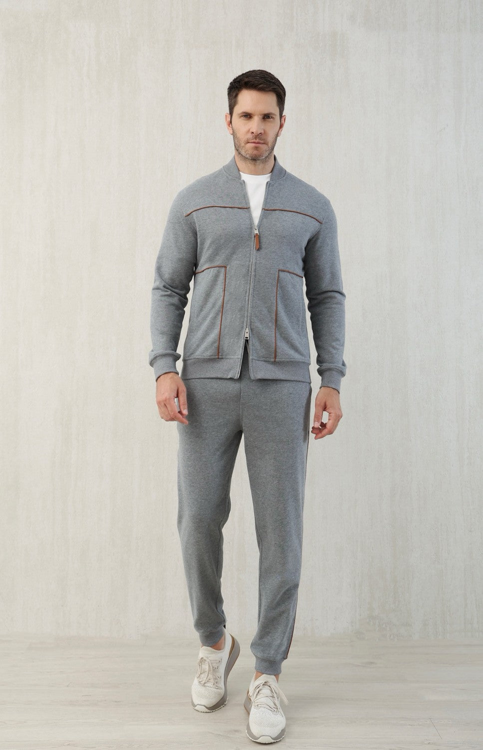 Brunello Cucinelli Men's Spring and Autumn Hooded Long Sleeve Cotton Casual Sports Sweatshirt Zipper Long Sleeve Jacket Ngvp #1766