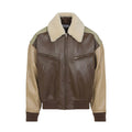 Bottega Veneta Men's Soft Leather Removable Lambswool Collar Spring And Autumn Color-Block Zipper Long-Sleeved Nappa Blouson Leather Jacket Ngvp #2126