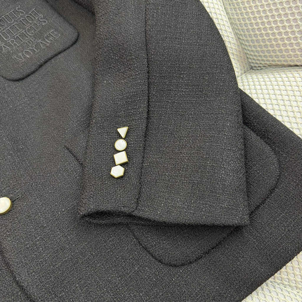 Louis Vuitton Men's Spring/Fall Solid Color Classic Casual Cotton Letter Embroidered Logo Collarless Single Breasted Long Sleeved Jacket #78269