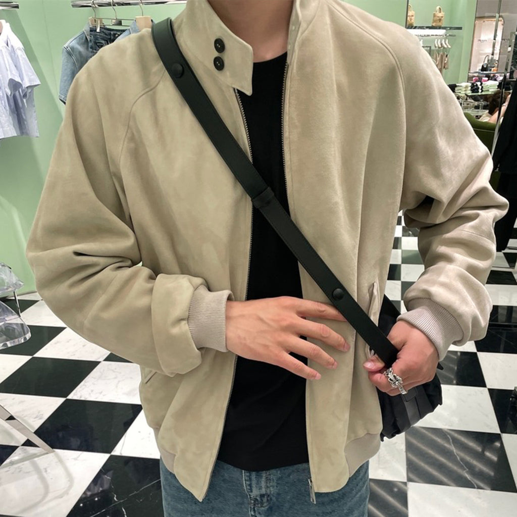 Prada Mens Suede Bomber Jacket Spring And Autumn Classic Solid Color Fashion Casual Fitted Jacket Coat Ngvp #8761
