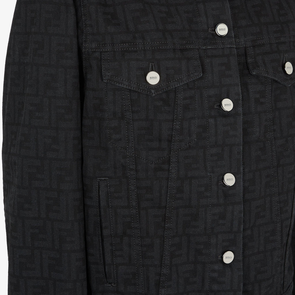 Fendi FF Motif Denim Jacket Long Jeans Jeans Black #333143