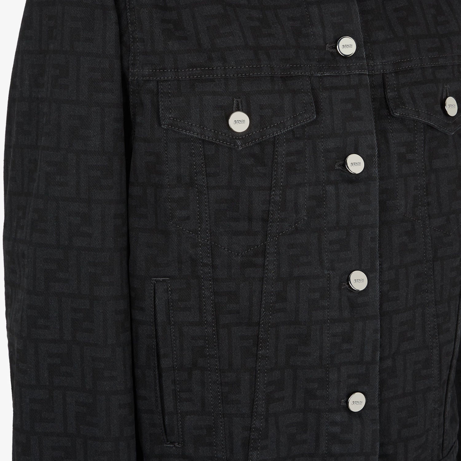Fendi FF Motif Denim Jacket Long Jeans Jeans Black #333143