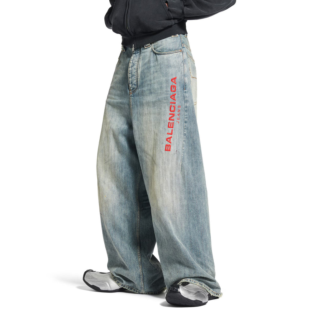 Balenciaga Men's and Women's Spring and Autumn Embroidered Letter Printed Solid Color Jeans Pants #76555
