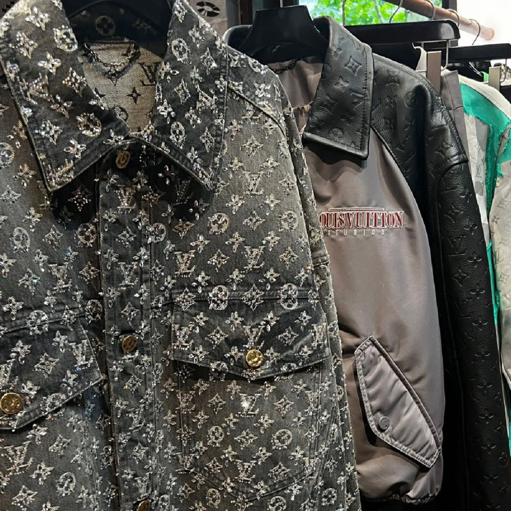 Louis Vuitton Made To Order Embroidered Monogram Baggy Denim Overshirt Jacket Jeans Pants suit Set #96366