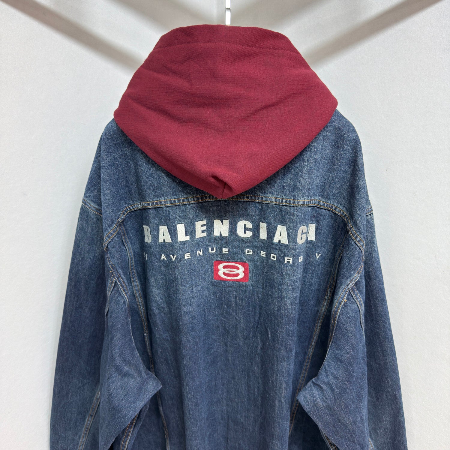 Balenciaga PATCHED  Men's And Women's  Spring/Fall Fashion Contrast Color Hooded Single Breasted Button-Up Embroidered Denim Jacket #78995