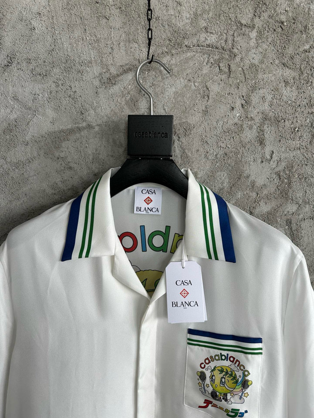 Casablanca Men's Summer Fashion Casual Doll Print Tennis Pattern Collared Single Breasted Short Sleeve Silk Shirt with Waist Elastic Silk Shorts Suit Set #78746