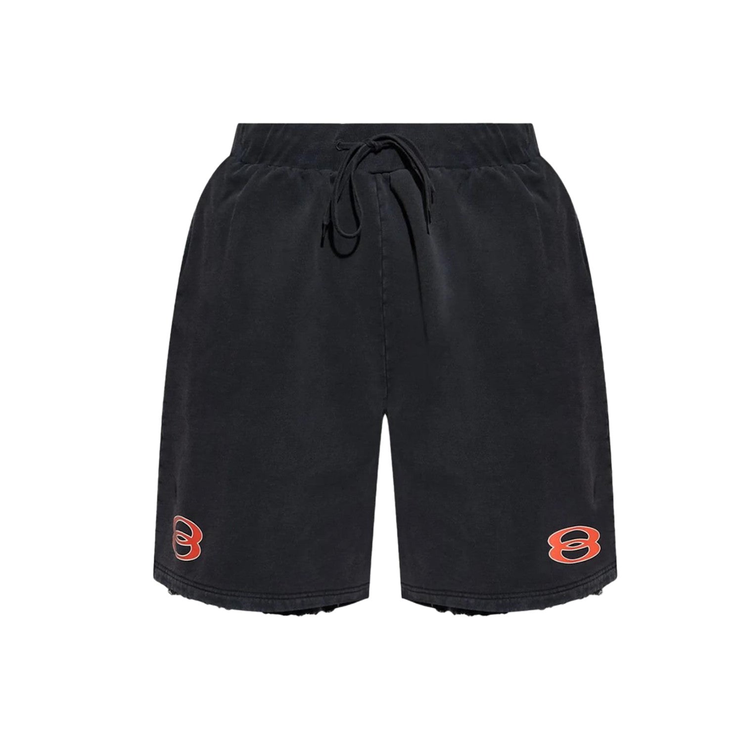 Balenciaga Men's Summer Sponsor Logos Faded Washed Black Silhouette T-shirt Straight Drawstring Casual Shorts Suit Set #81248