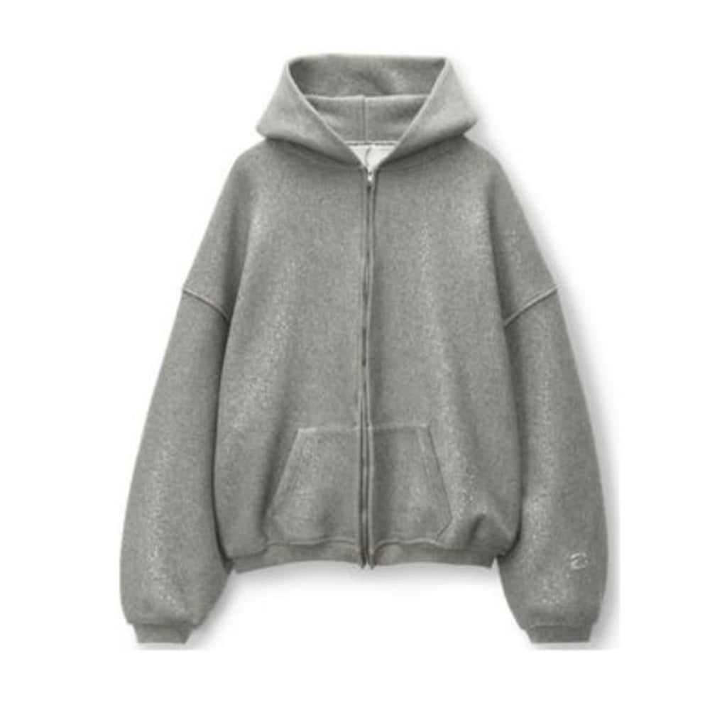 Alexander Wang Gray Zippered Loose Hooded Sweatshirt Ngvp #6687