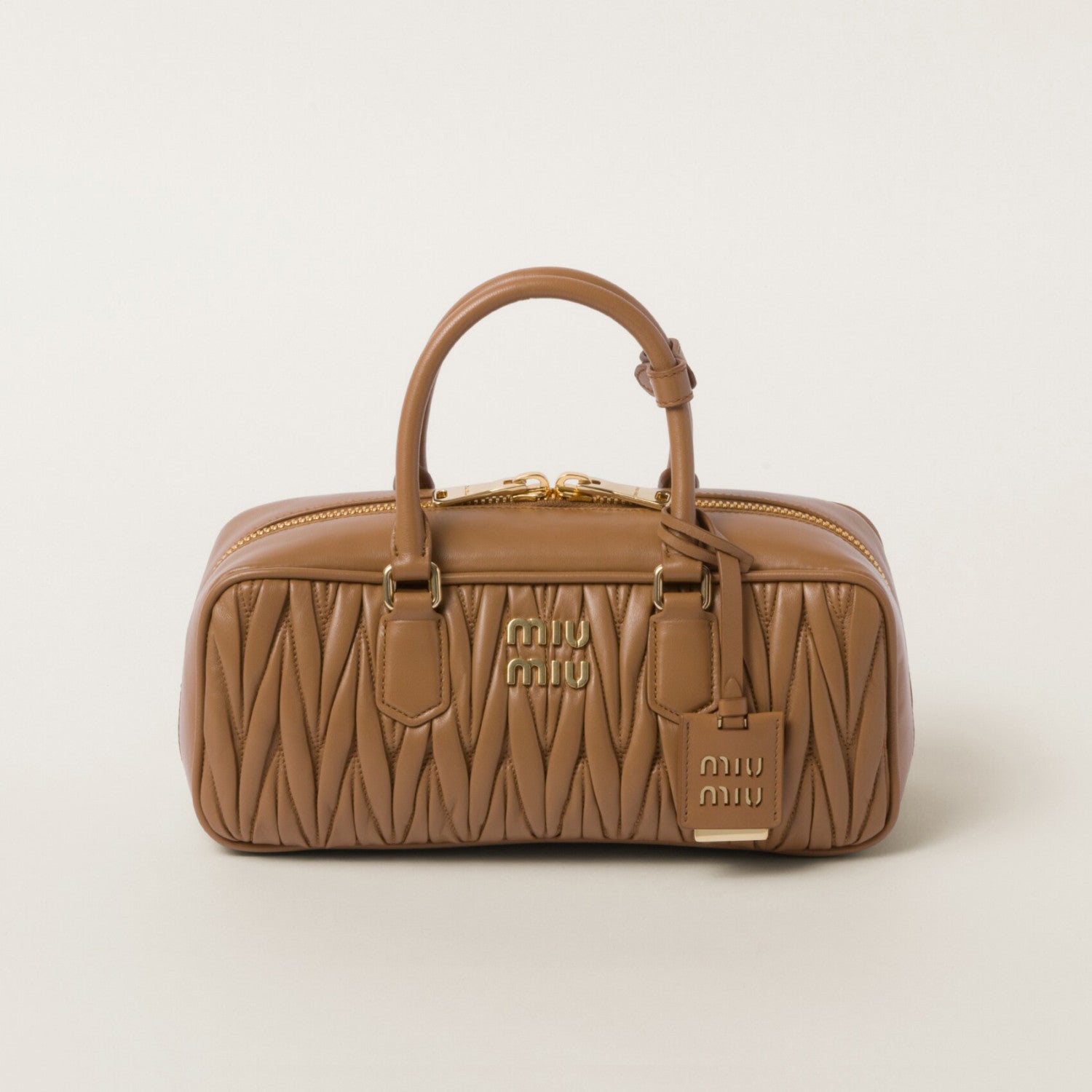 MiuMiu Arcadie matelassé Women's Solid Color Metal Engraved Logo Zipper Closure Leather Shoulder Bag Crossbody Tote Bags #77354