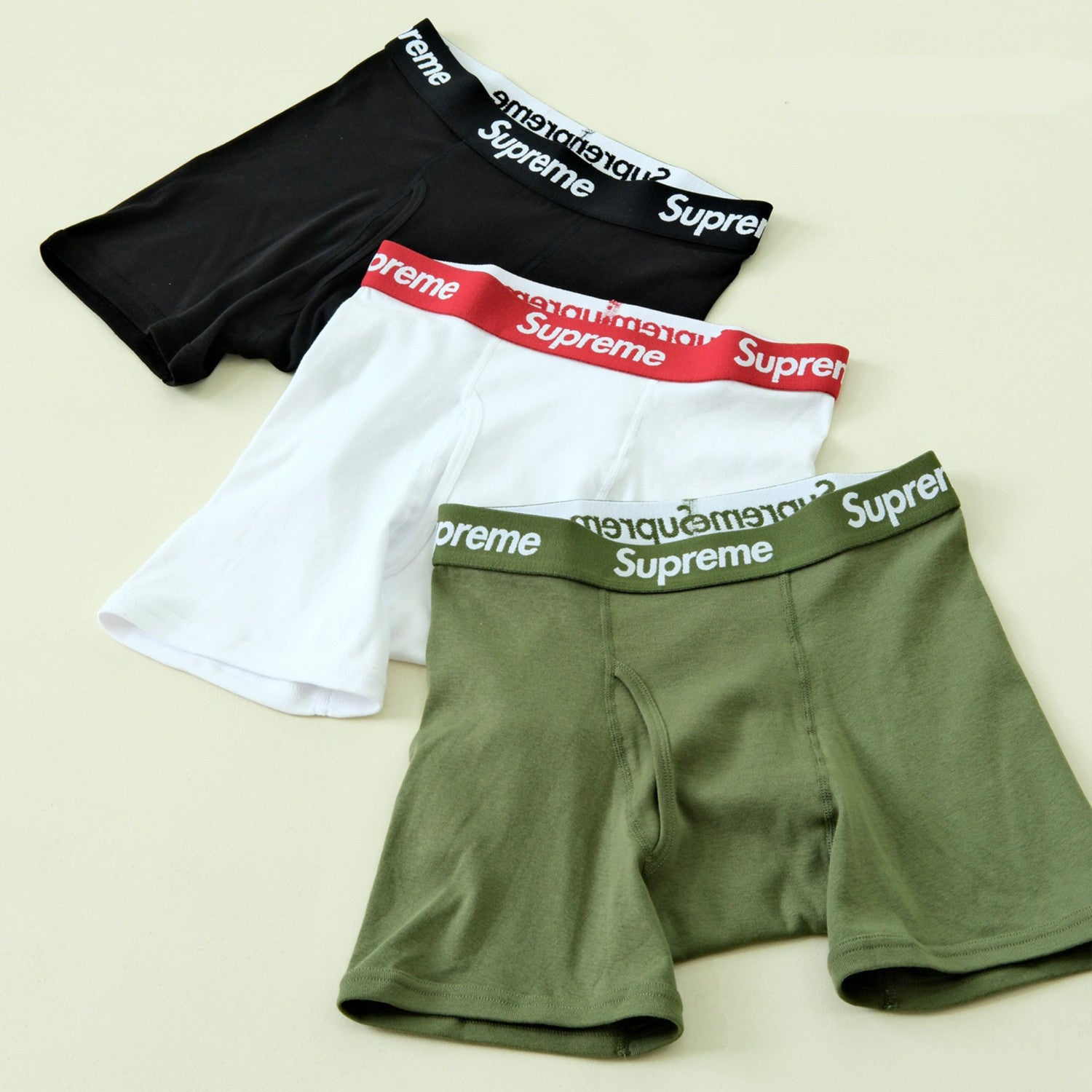 Supreme  Men's And Women's All-season Logo High-waisted Briefs Fashion Trend Fit Underpants Three Pairs #71314