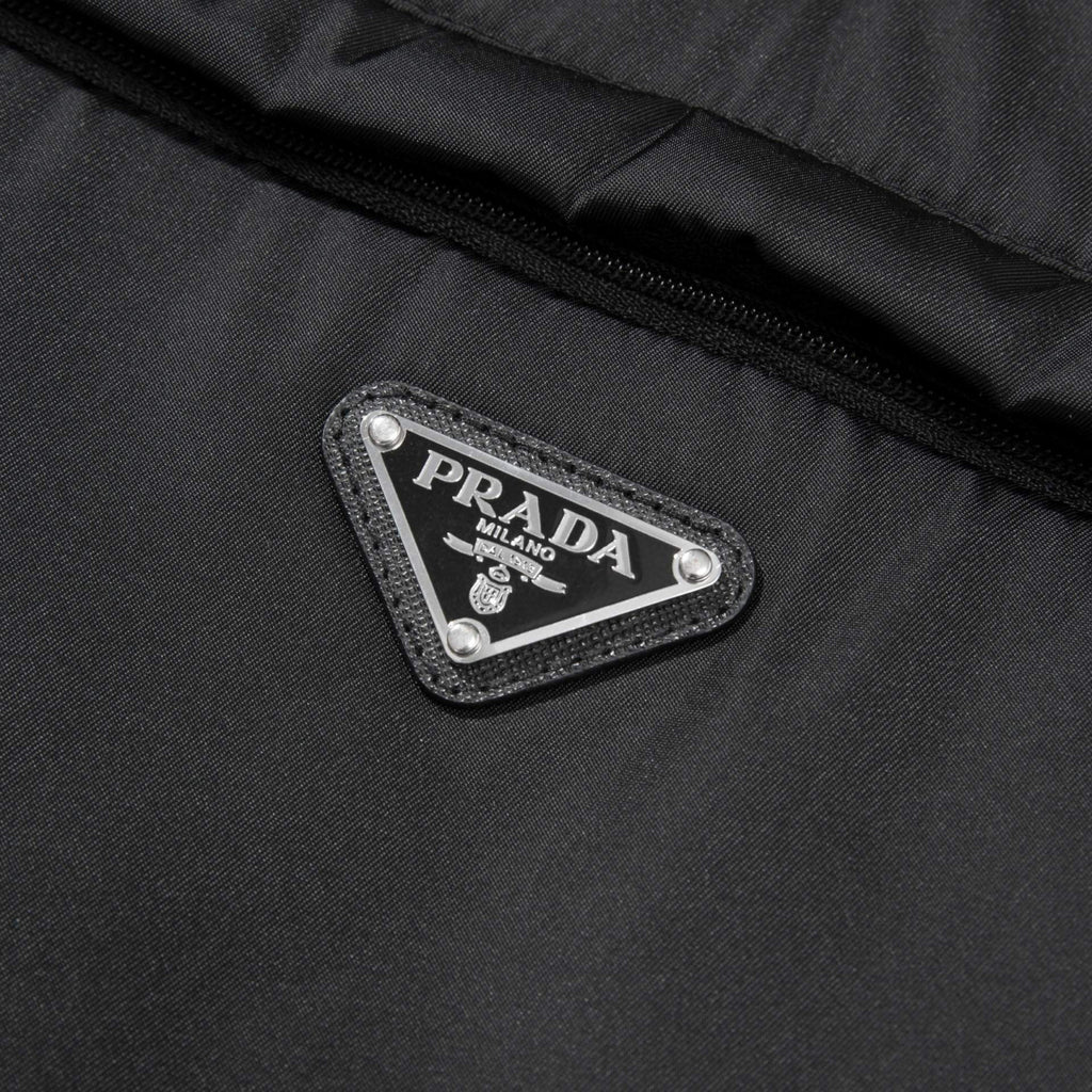 Prada Men's Spring and Autumn Black Triangle Label Half Zipper Hooded Cotton Jacket #98416