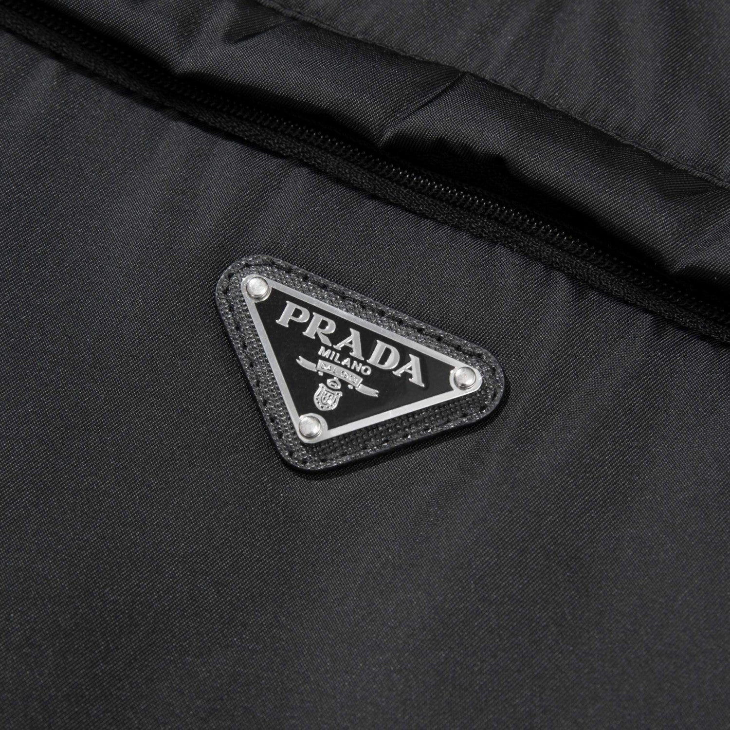 Prada Men's Spring and Autumn Black Triangle Label Half Zipper Hooded Cotton Jacket #98416