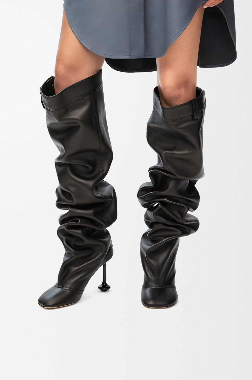 Loewe Women's Over-the-Knee Boots Solid-Color Leather Extra-Long Leg Boots Casual Shoes 10cm Heel Height #81718