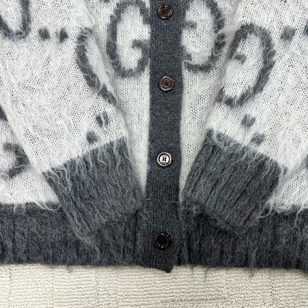 Gucci  Men's And Women's Fall/Winter Fashion Casual V-Neck Single Button Logo Classic Print Mohair Knit Cardigan #79418