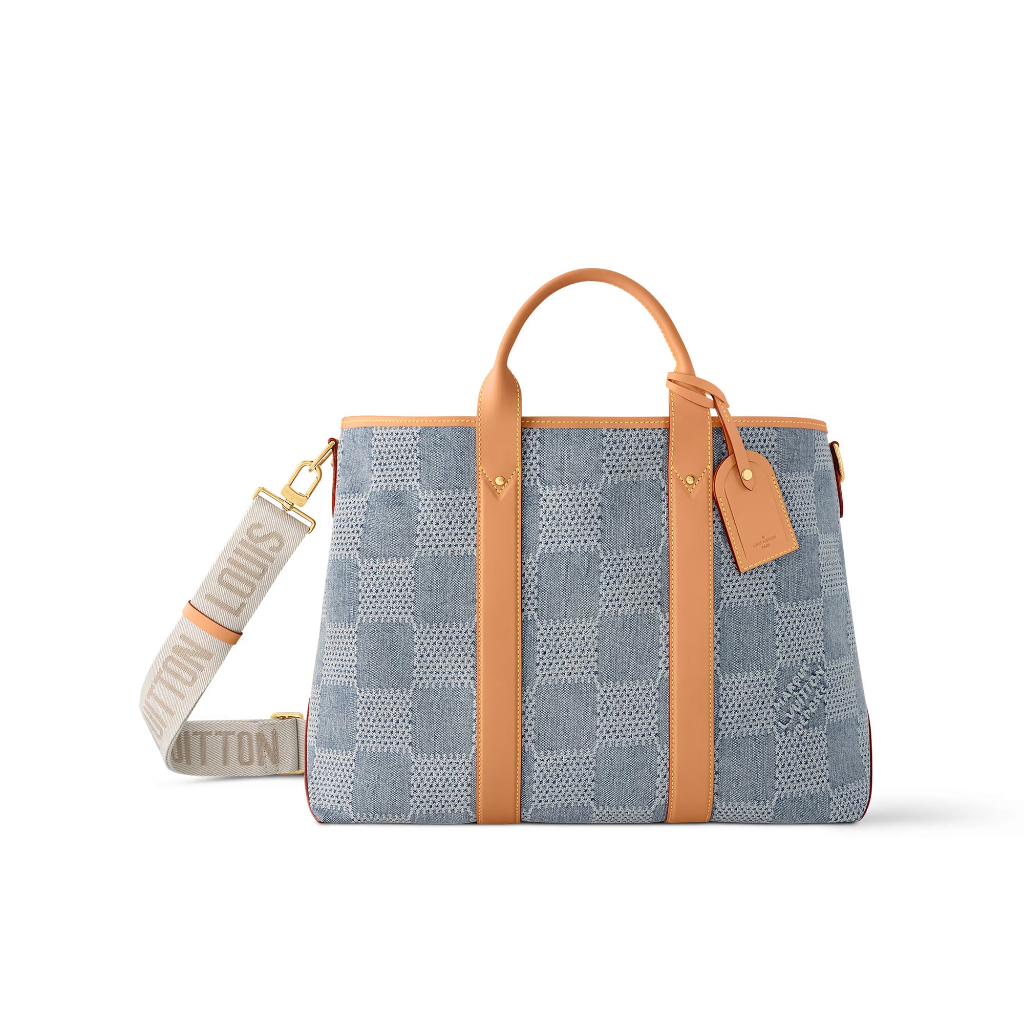 Louis Vuitton Weekend Tote Men's And Women's Solid Colour Detachable Adjustable Shoulder Strap Checkerboard Checkerboard Printing Denim Shoulder Handbag Tote Bag Bags #76851