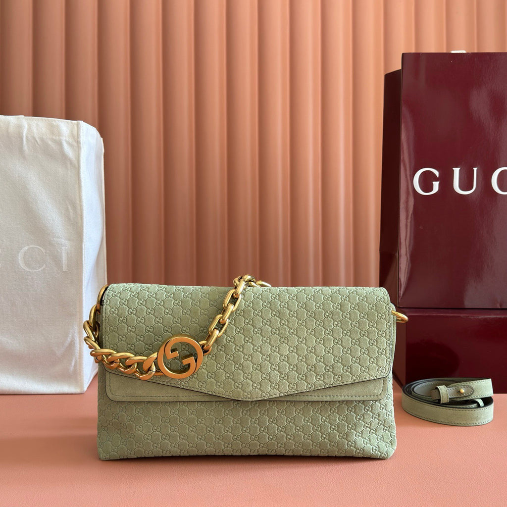 Gucci Medium shoulder bag with chain in black GG leather #336824