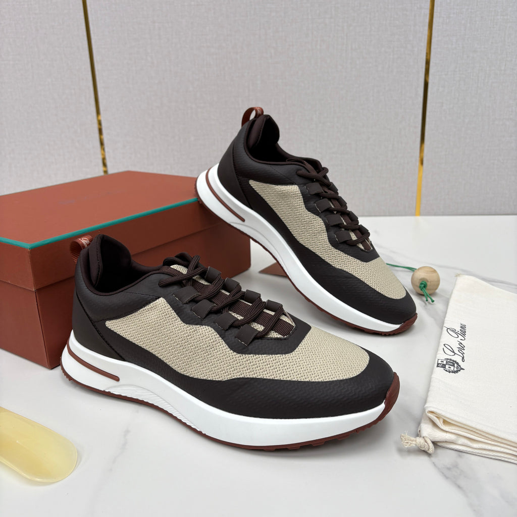 Loro Piana Week End Walk Mesh Cowhide Suede Casual Sneakers #381648