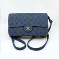Chanel Rare Collectible: Vintage Chanel Deep Blue Denim Cf Handbag Stylish Elegant And Classic Shoulder Bag With Chain Strap Bags #82742A