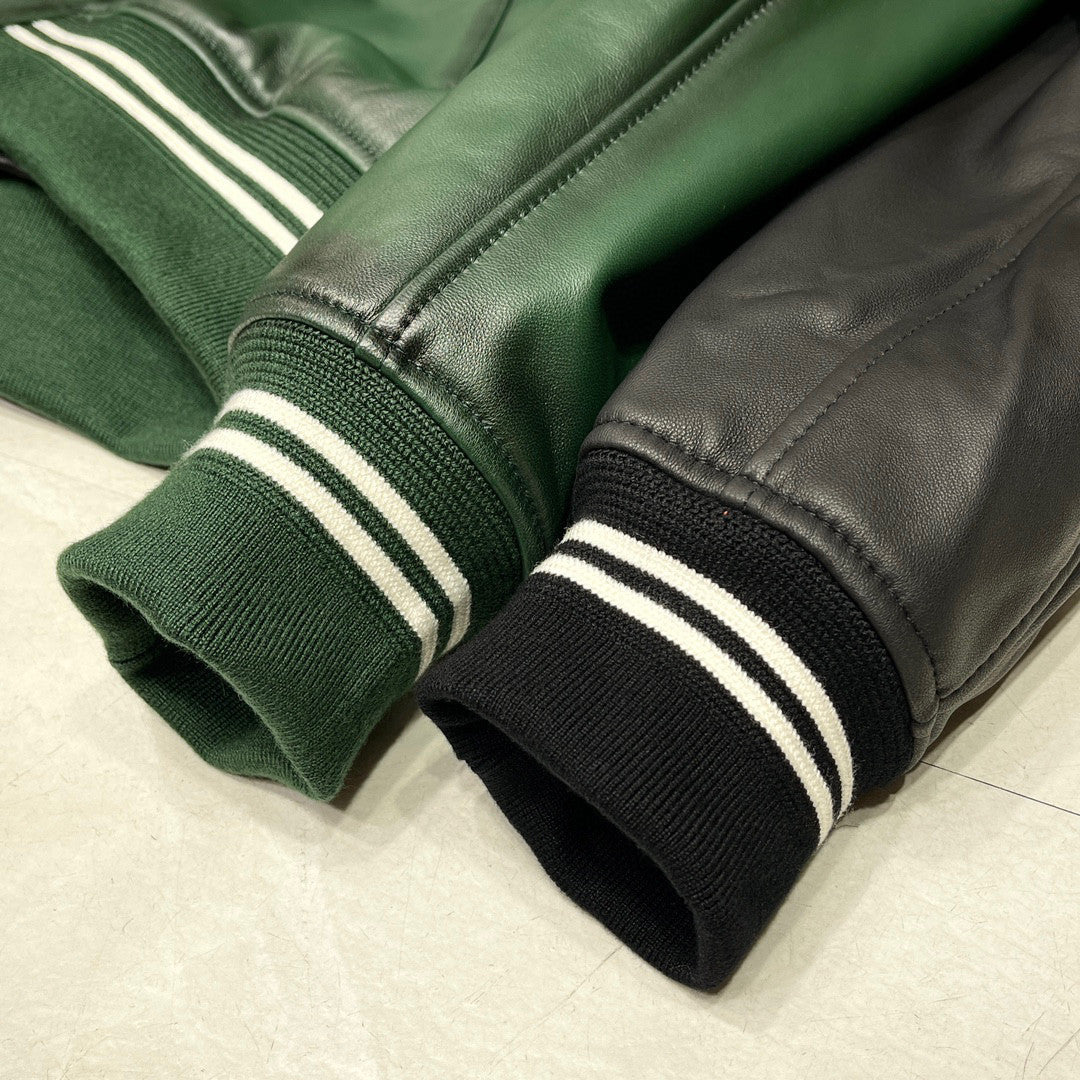 Berluti Buttoned Leather Baseball Jacket #96147