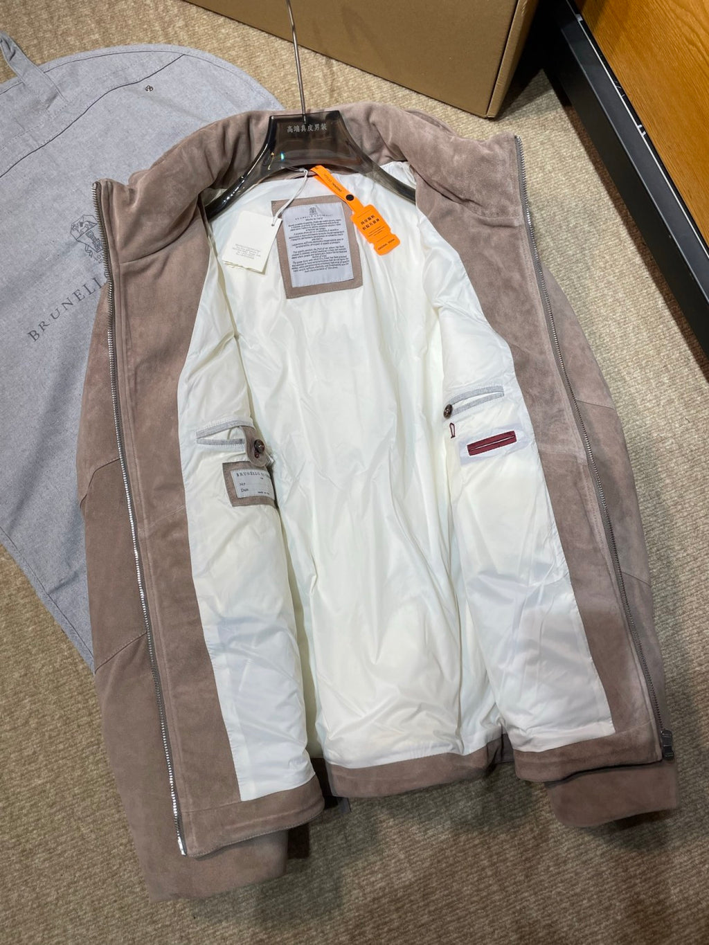 Brunello Cucinelli Quilted suede down jacket #333856