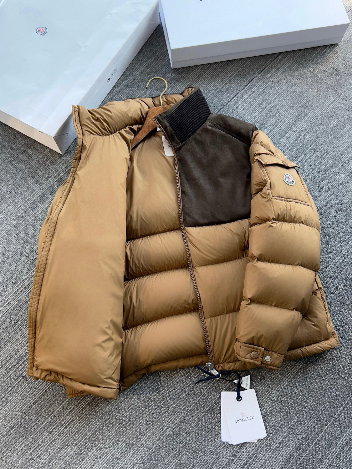 Moncler Beige Cheverny Suede Short Down Jacket Short Down Jackets #335922