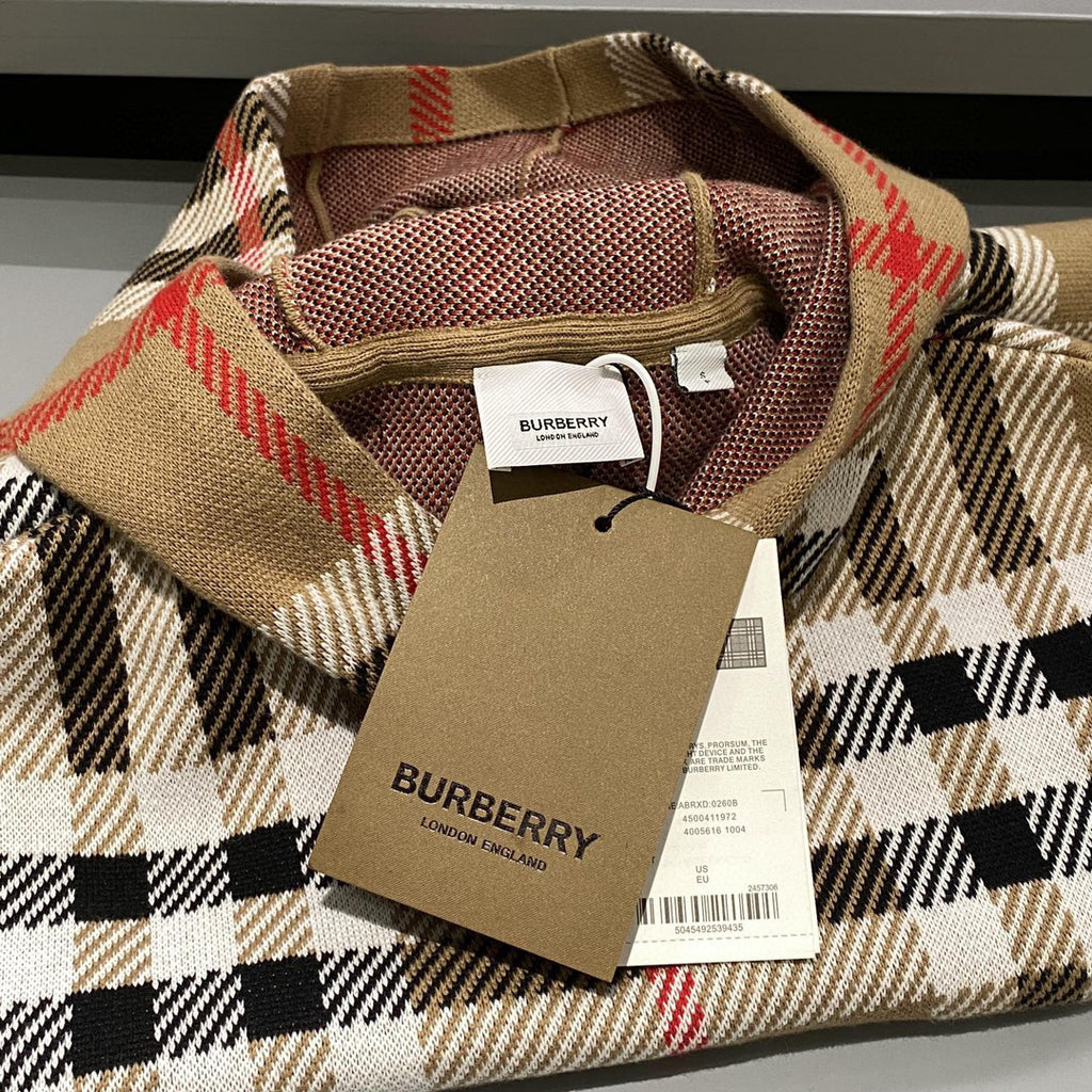 Burberry Check Cotton Jacquard Hoodie Plaid Sweatshirt Pullover #96325
