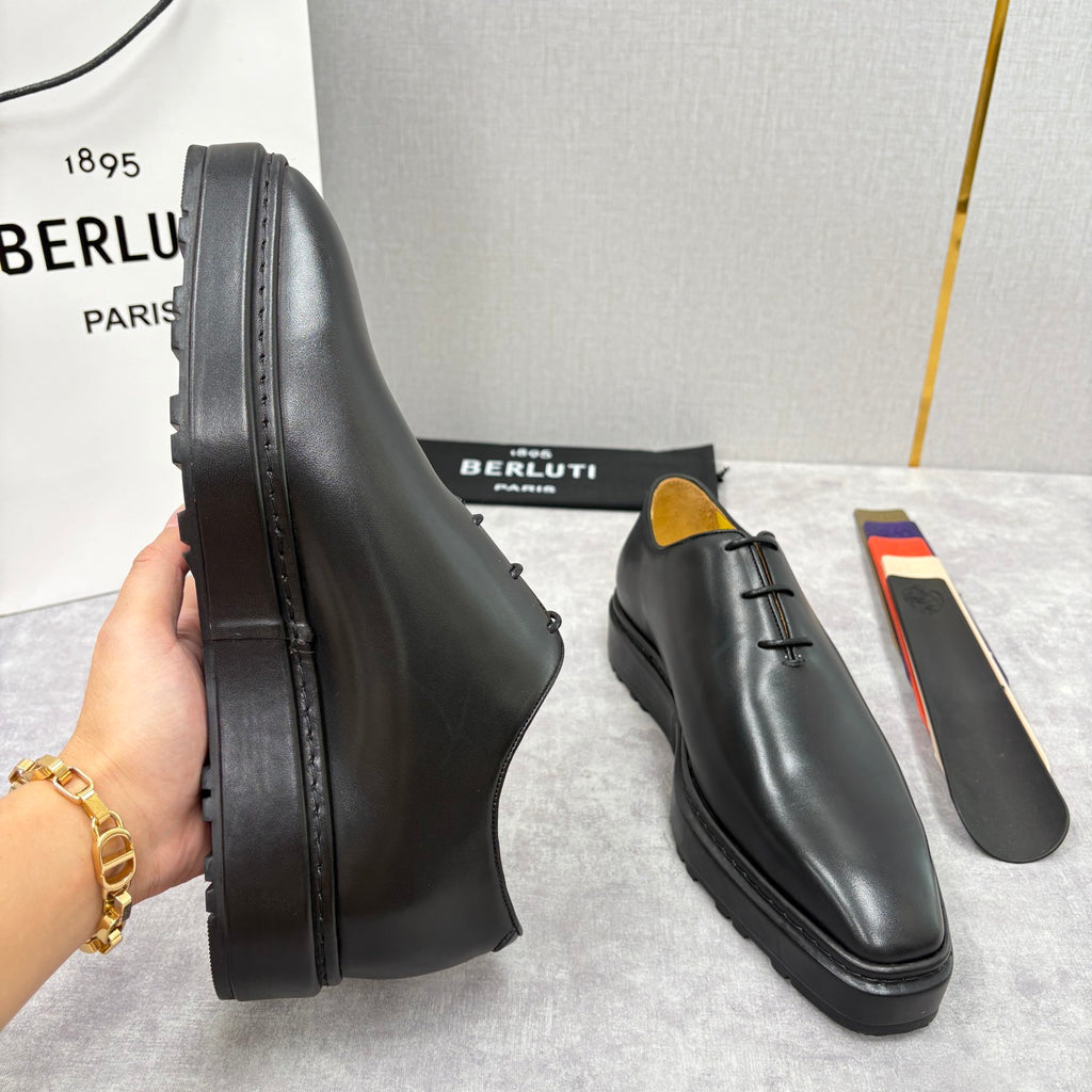 Berluti Men's Spring/Fall Classic Elegant Leather-Sourced Elastic Formal Midsole Dress Shoes #78574