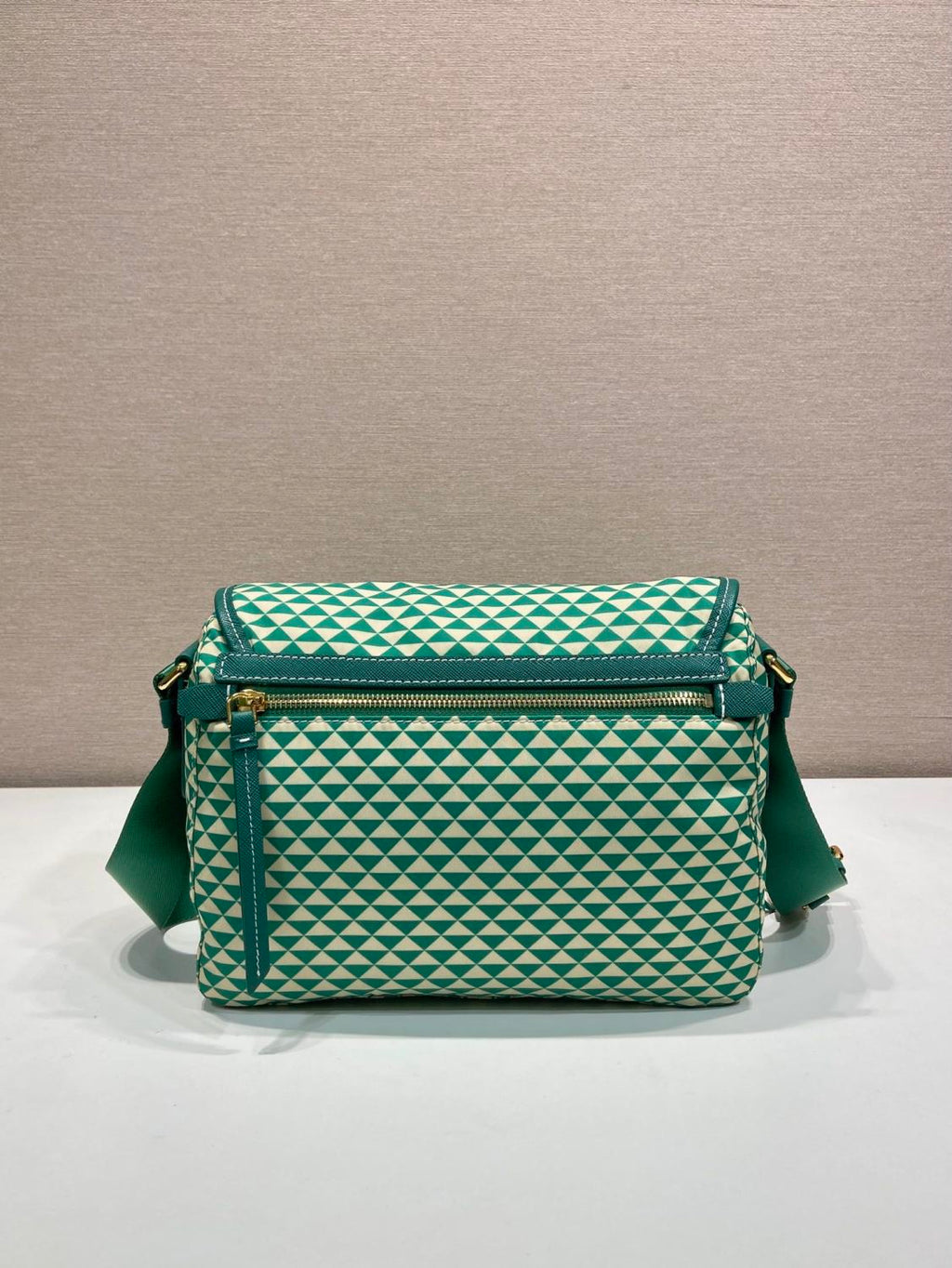 Prada Women's Monogram Printed Classic Triangle Logo Recycled Nylon with Cow Leather Shoulder Bag Bags #75665