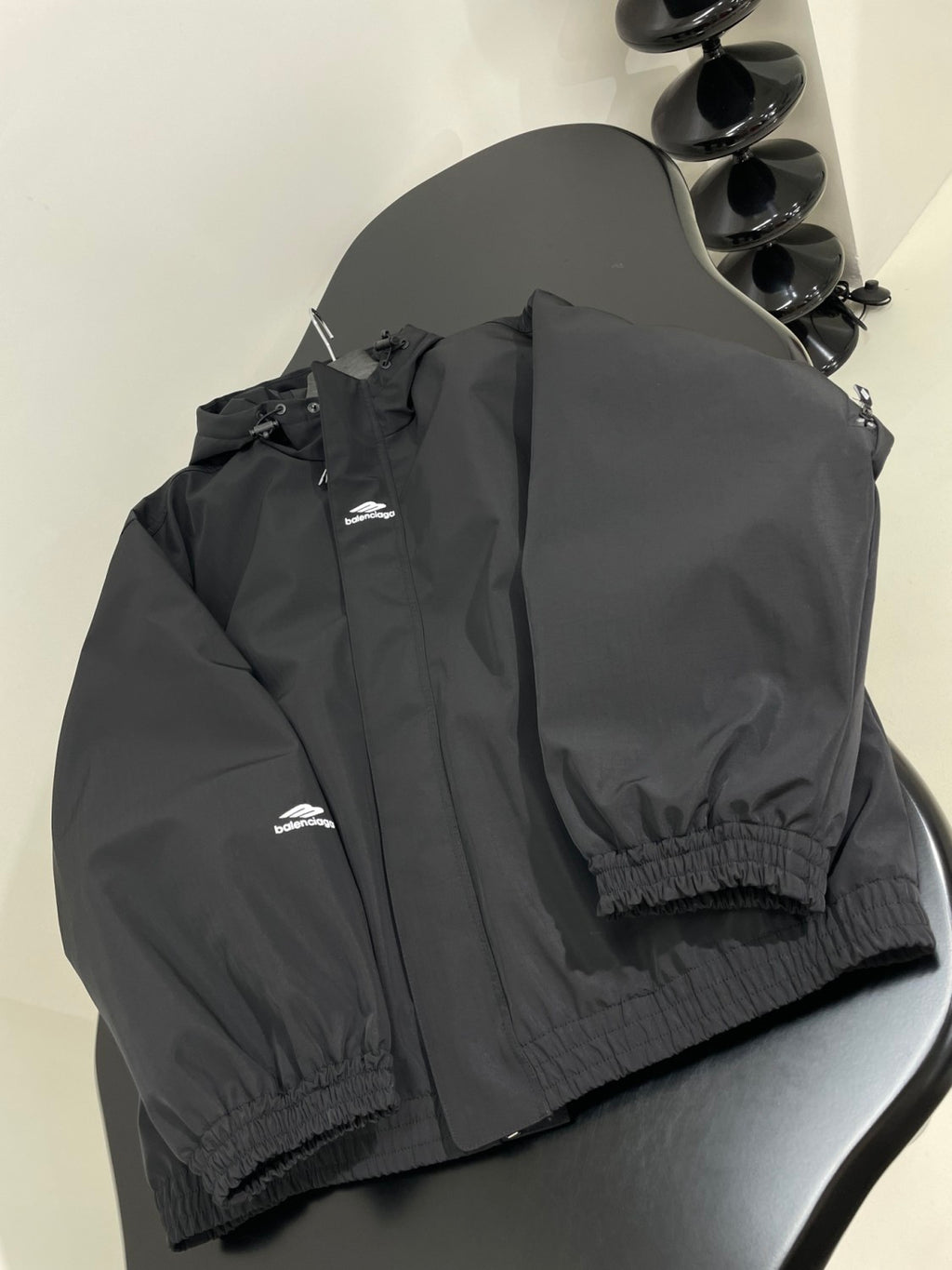 Balenciaga Men's Fall And Winter Composite Elastic Nylon Hooded Drawstring Zipper Long Sleeved Ski Jacket Waist Tie Ski Pants Suit Set #74285