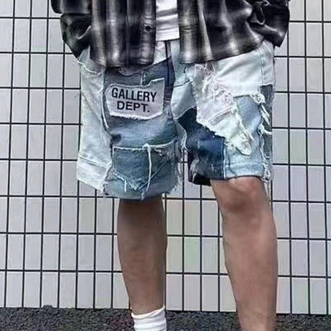 Gallery Dept Men's Women's Four Seasons Vintage Old Spliced Shorts Casual High Street Gradient Jeans Pants Ngvp #8627