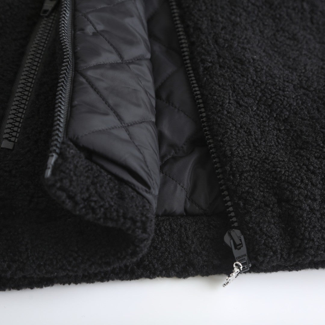 Celine Women's and Men's Embroidered Suede Padded Jacket stylish And Simple Wool And Cotton Jacket #332441