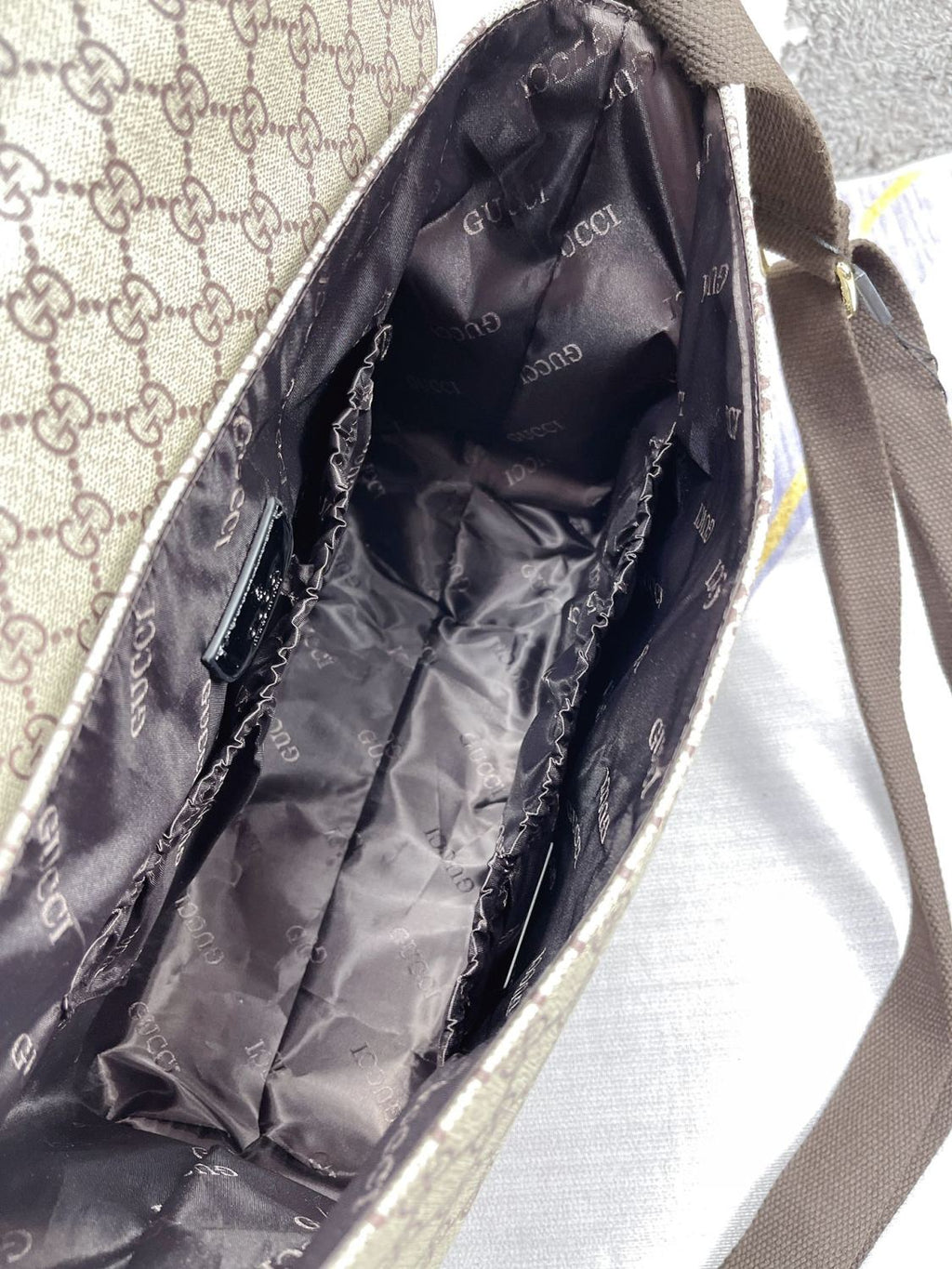 Gucci Kid's Logo Leather Logo Mommy Bag Shoulder Crossbody Bag #37445