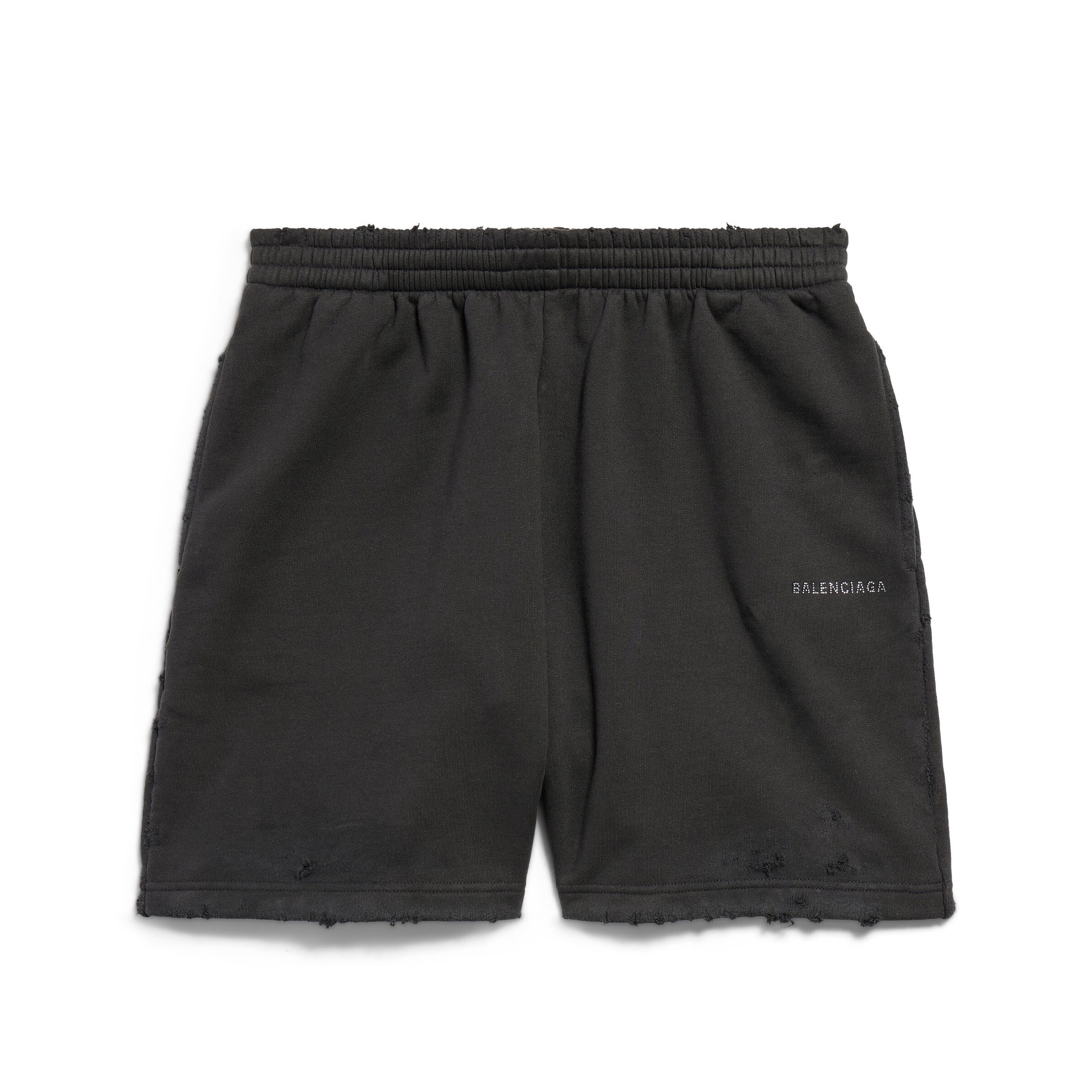 Balenciaga Men's Summer Hot Drill Logo Letter Print Black Cotton Shorts Pants #99727