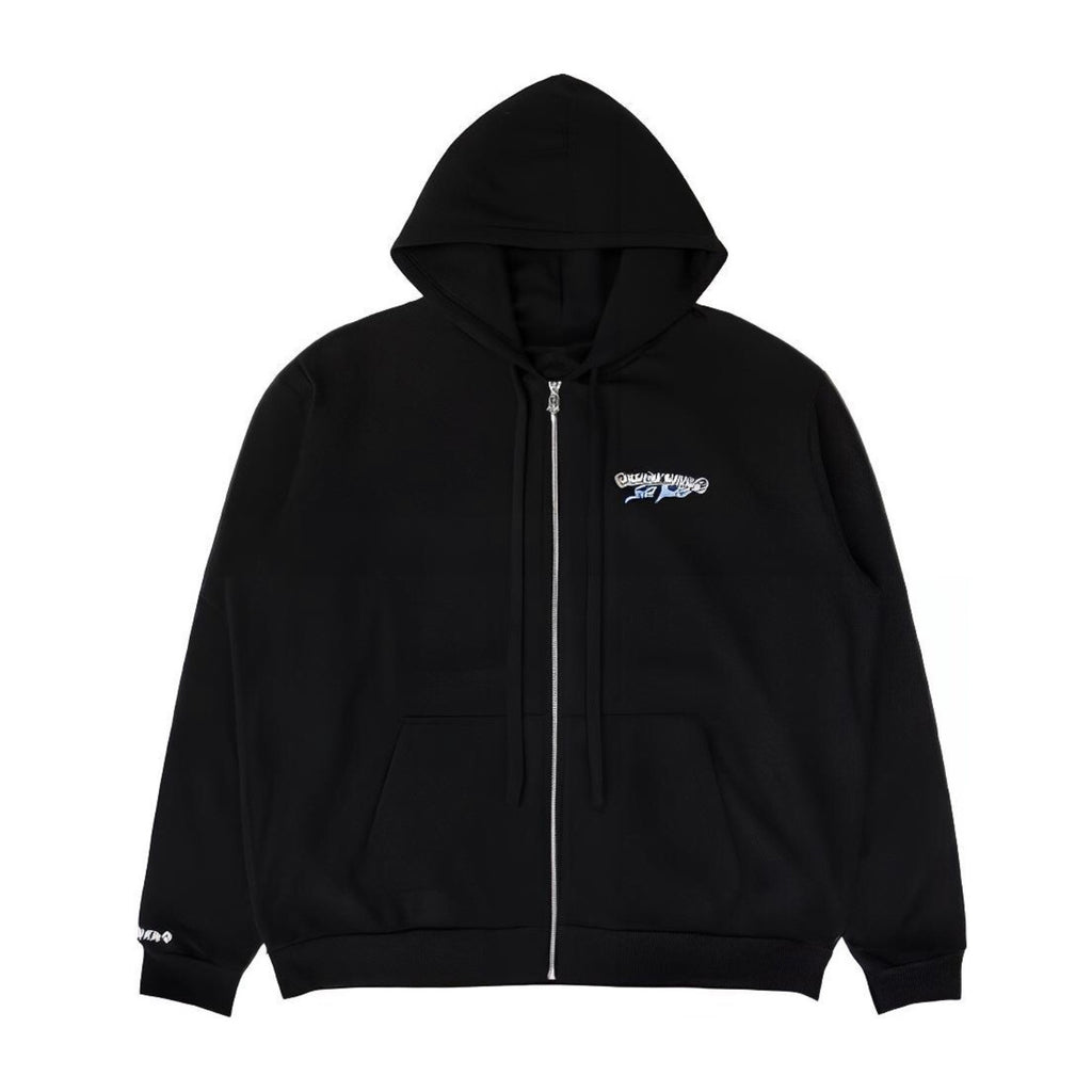 Chrome Hearts Men's Spring & Fall Black Logo Print Zipper Long Sleeve Hooded Sweatshirt Jacket #73124