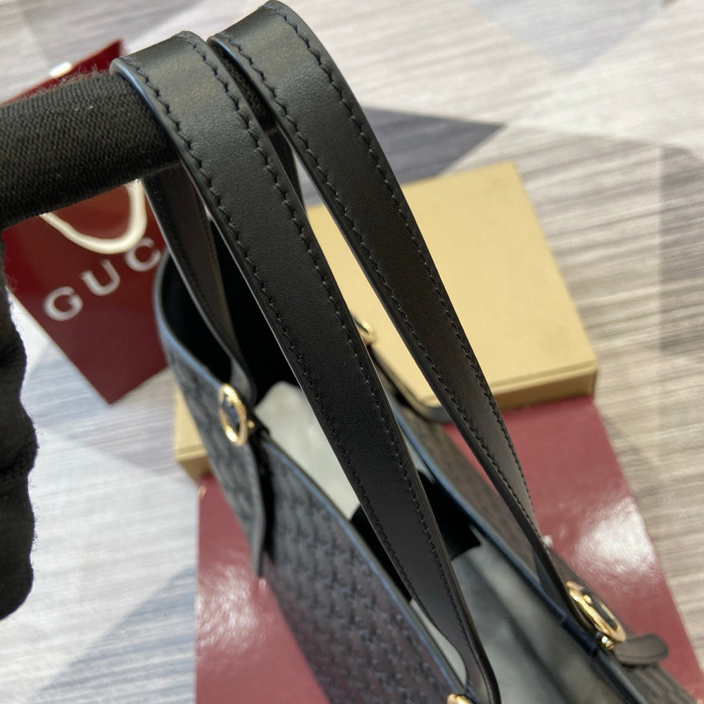 Gucci GG Emblem Debossed Leather Tote #335611