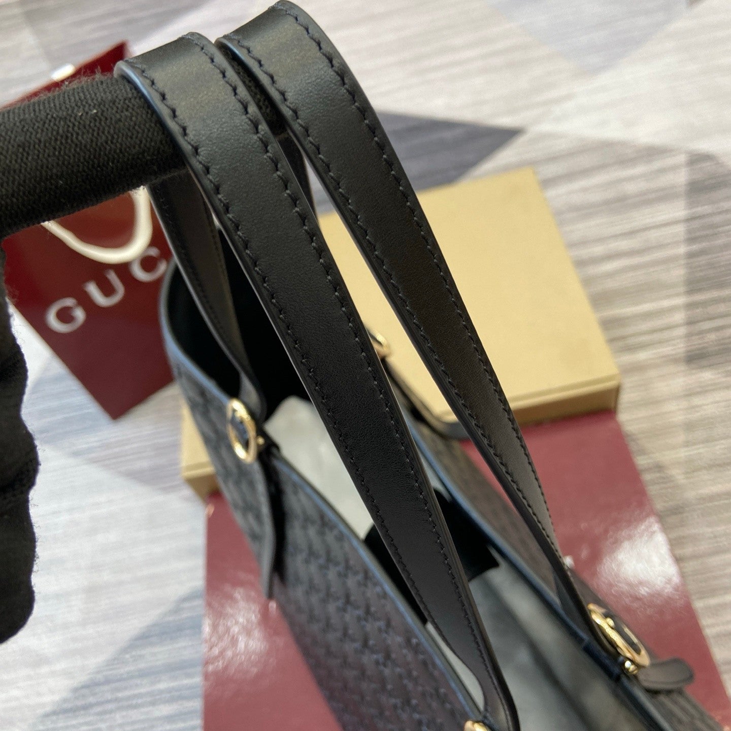 Gucci GG Emblem Debossed Leather Tote #335611