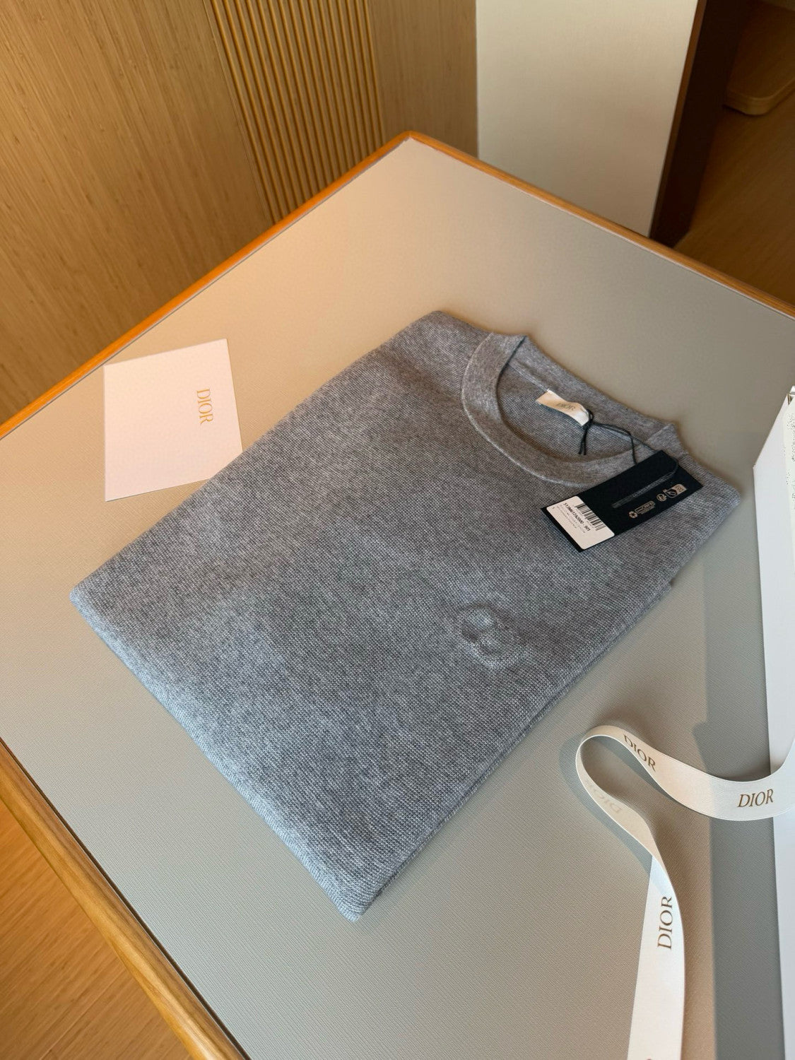 Dior Men's Spring and Autumn Solid Color Round Neck Cotton Wool Long Sleeve Sweater #75515
