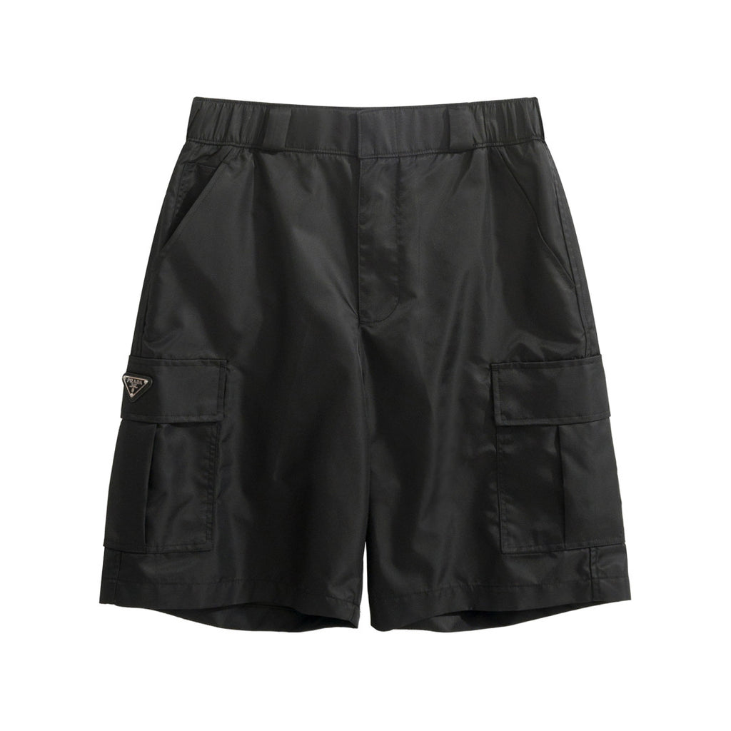 Prada Men's Summer Nylon Multi-Pocket Elastic Waist Solid Color Casual Work Shorts #81195