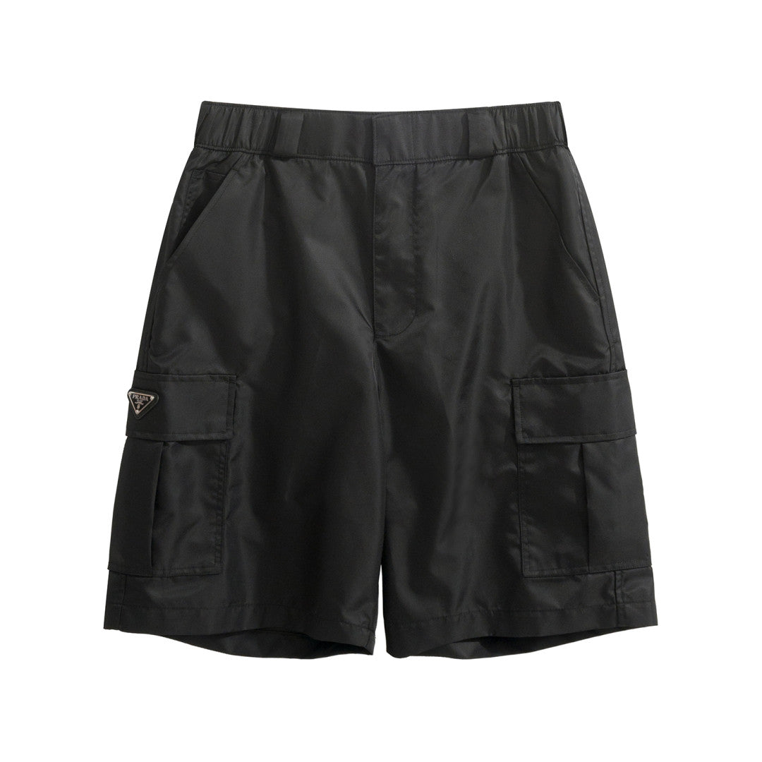 Prada Men's Summer Nylon Multi-Pocket Elastic Waist Solid Color Casual Work Shorts #81195