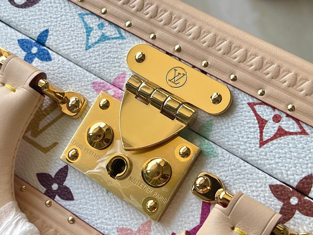 Louis Vuitton LV x TM Petite Valise Women's Detachable Adjustable Shoulder Strap Colorful Letter Printed Coated Canvas Single Shoulder Slanting Handbag Bag Bags #75435