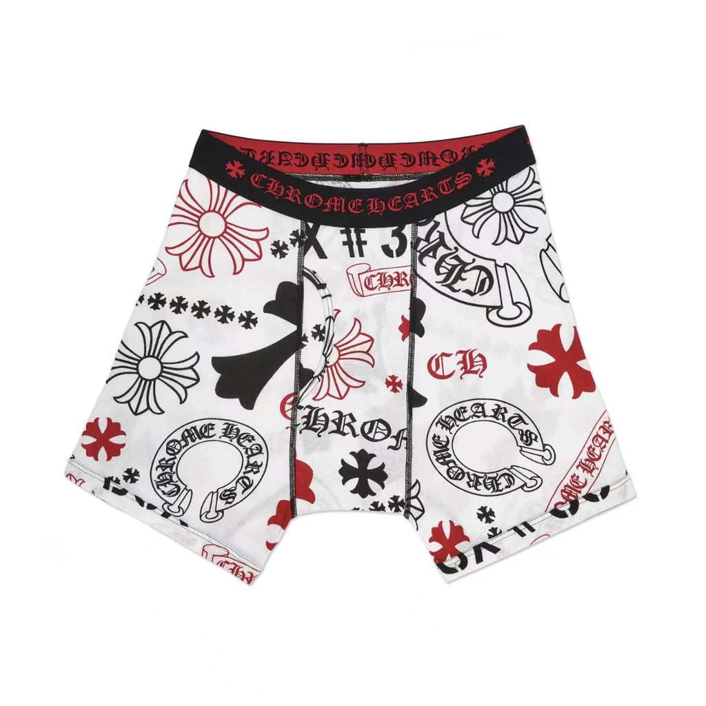 NlGO Chrome Hearts Men's Fashion Casual Logo Print Waistband Stretch Boxer Briefs Underwear #78541